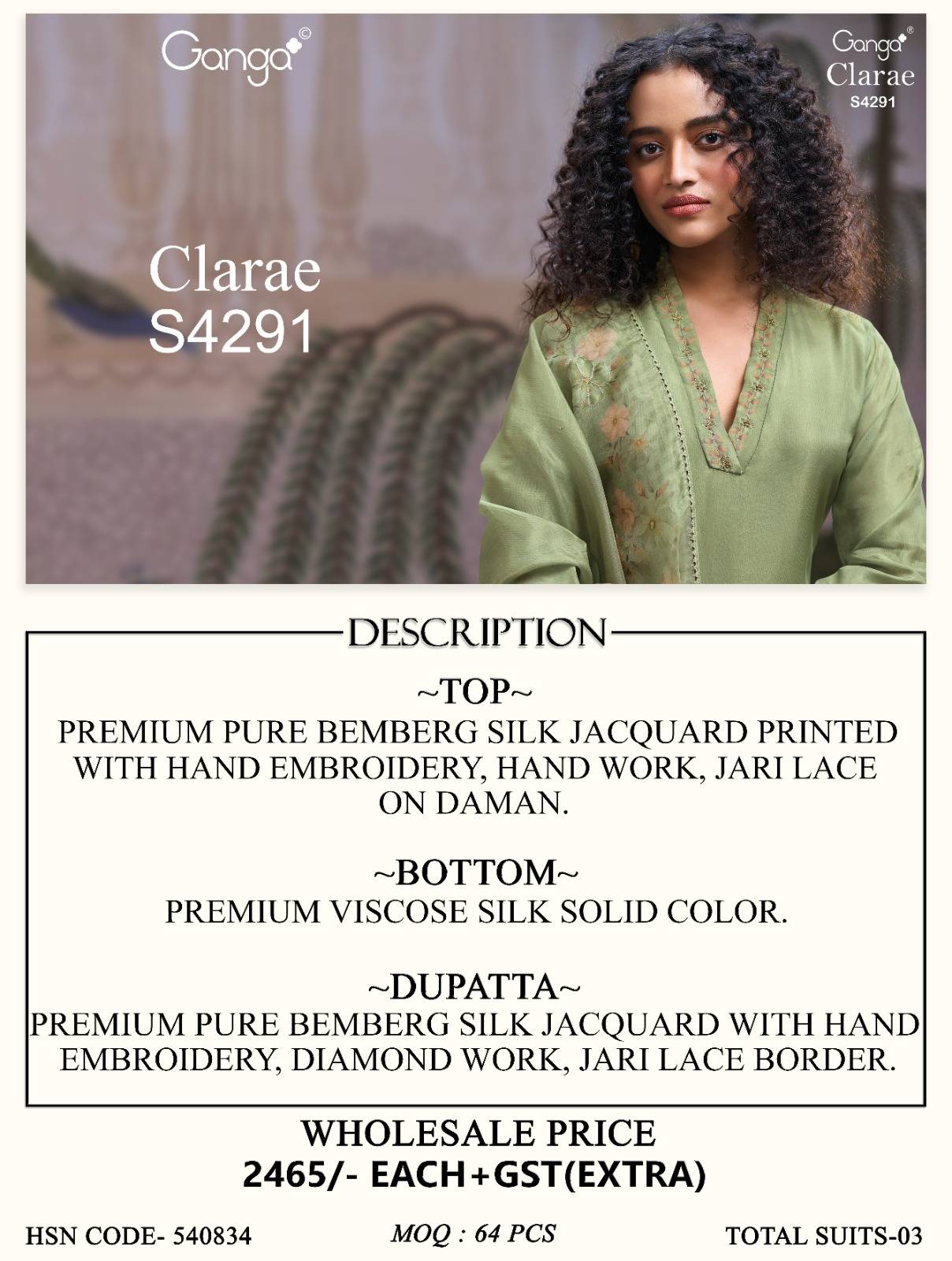 CLARAE 4291 By Ganga Fashion Stylish Beautiful Colourful PURE BEMBERG SILK Dresses At Wholesale Price